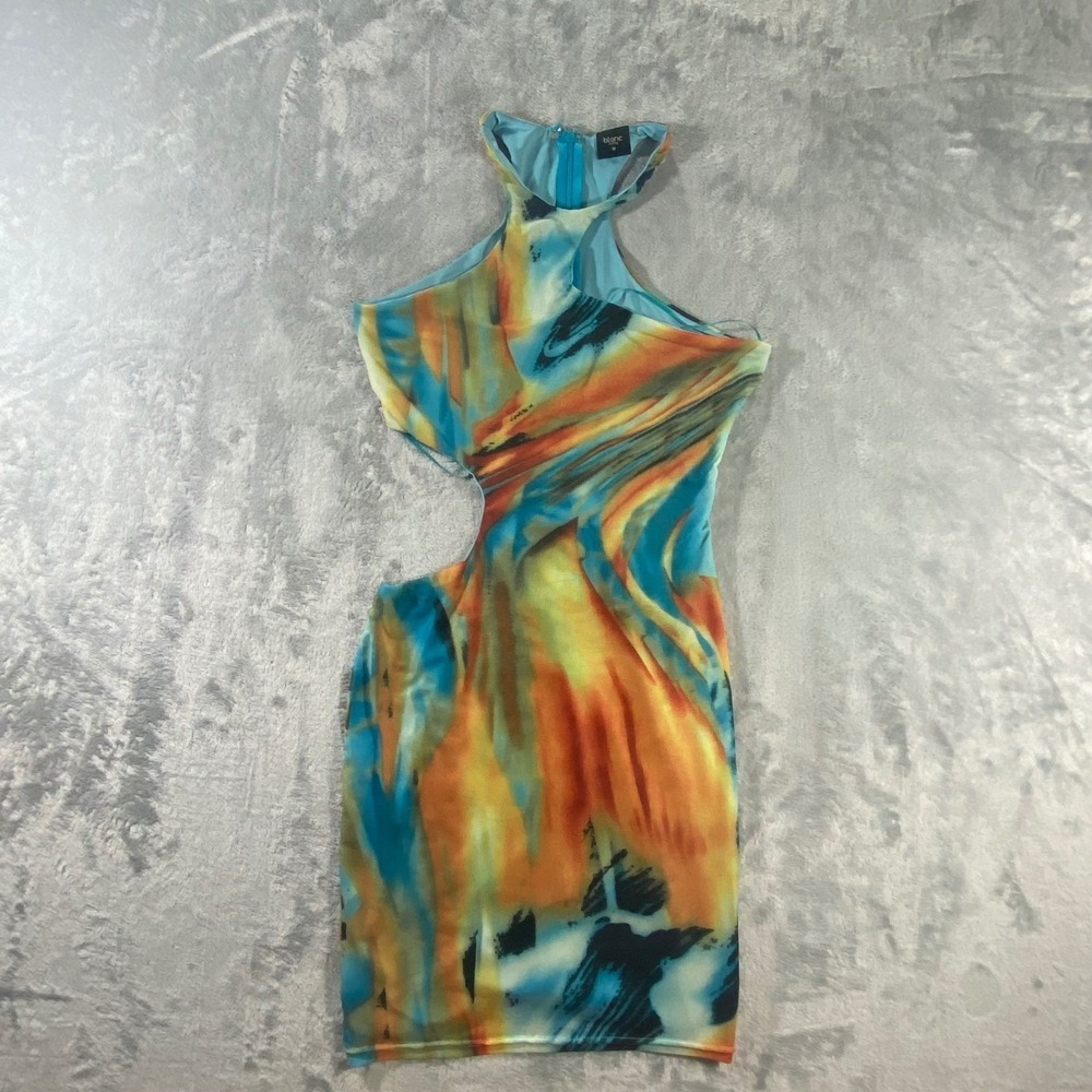 BLANC CLOTHING Bodycon Mini Dress Women Medium Multicolor Cutout Halter Summer